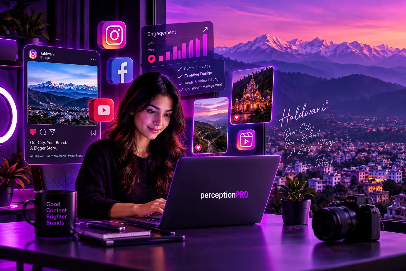 Social media management by perceptionPRO inspired by Haldwani and Uttarakhand hills