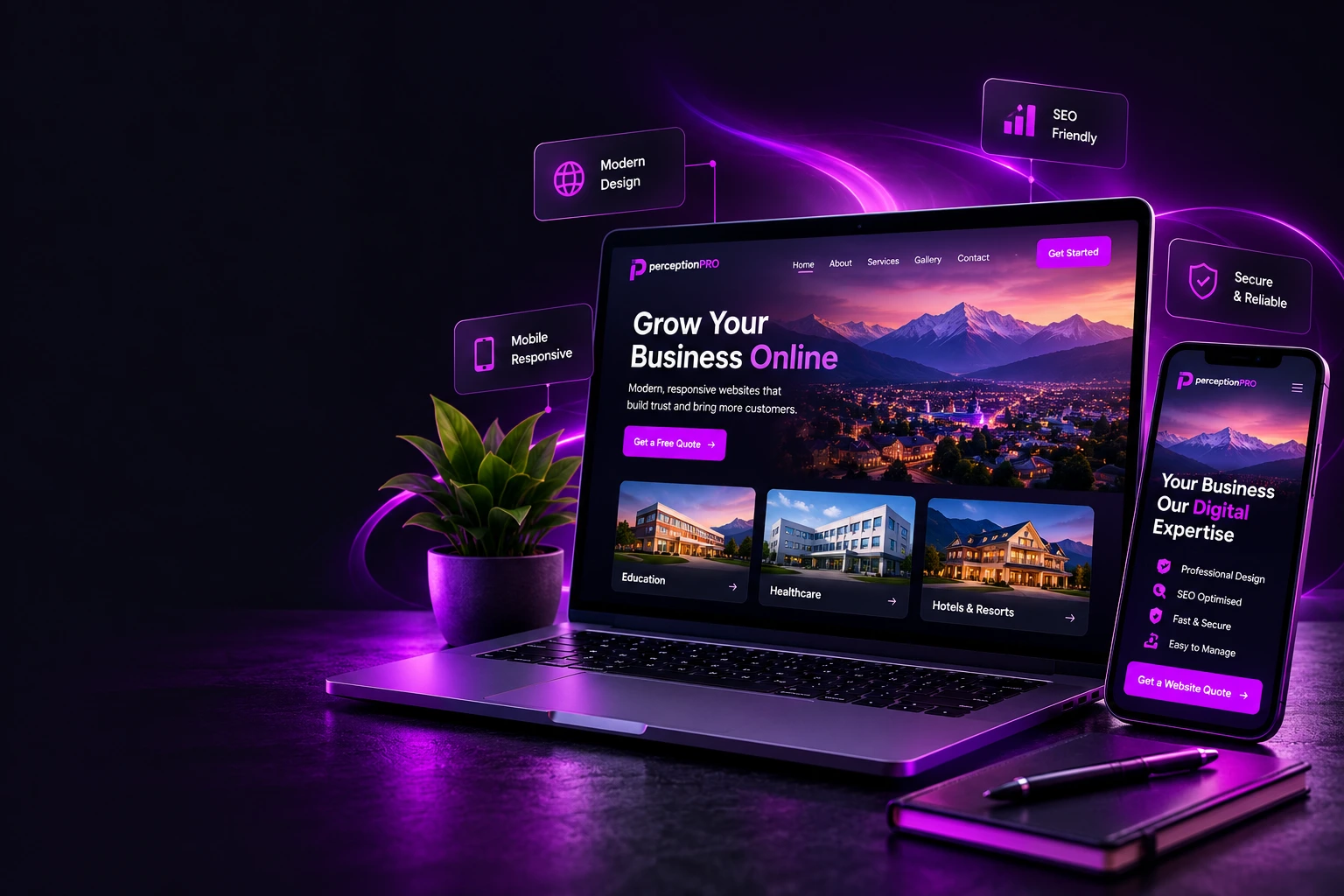 Website design and digital growth showcase by perceptionPRO